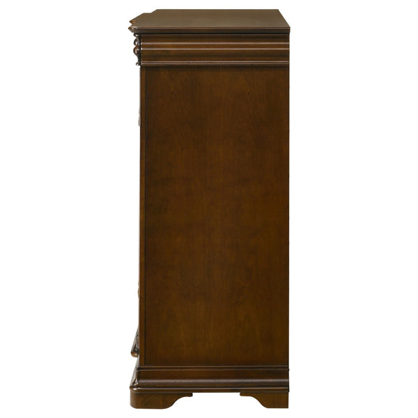English Elm Leonide Nine Drawer Cherry Veneer Dresser with Crown Molding for Traditional Bedrooms B062P516946