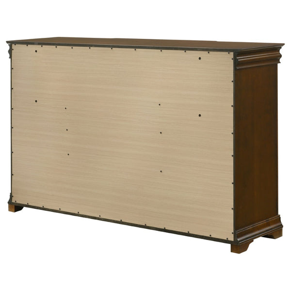 English Elm Leonide Nine Drawer Cherry Veneer Dresser with Crown Molding for Traditional Bedrooms B062P516946