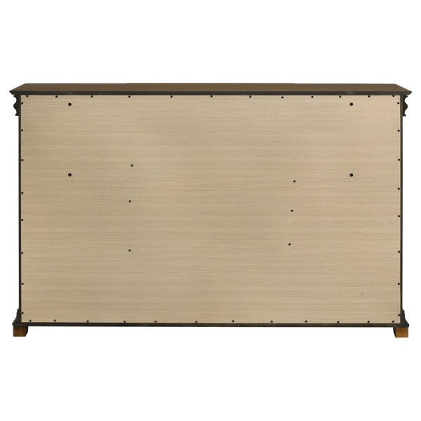 English Elm Leonide Nine Drawer Cherry Veneer Dresser with Crown Molding for Traditional Bedrooms B062P516946