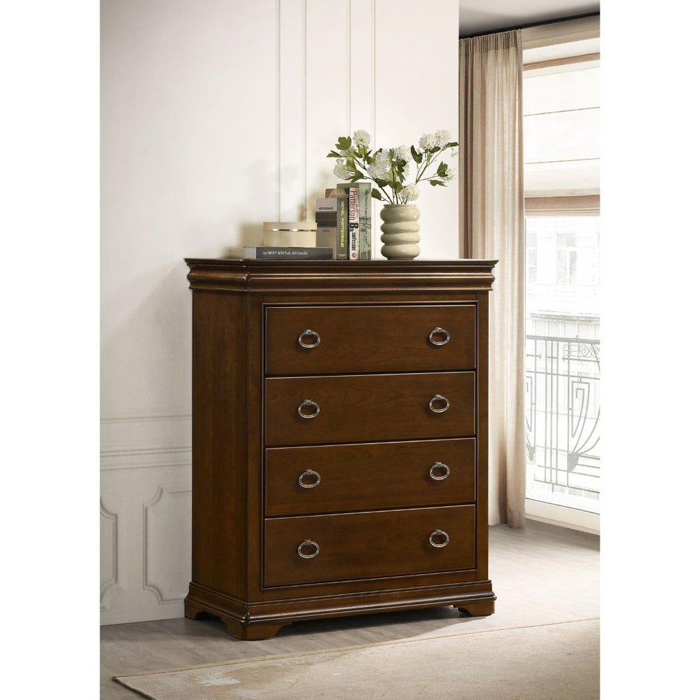 English Elm Leonide Traditional 4-drawer Chest with Cedar Lining and Crown Molding Detail B062P516949