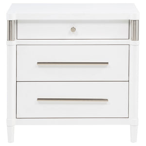 English Elm Robinson Three Drawer Nightstand Solid Wood Bedside with Brushed Nickel Pulls Modern B062P516989