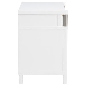 English Elm Robinson Three Drawer Nightstand Solid Wood Bedside with Brushed Nickel Pulls Modern B062P516989