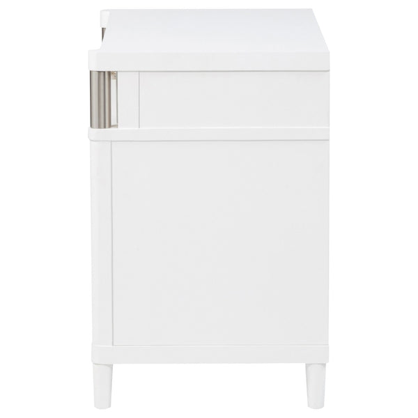 English Elm Robinson Three Drawer Nightstand Solid Wood Bedside with Brushed Nickel Pulls Modern B062P516989