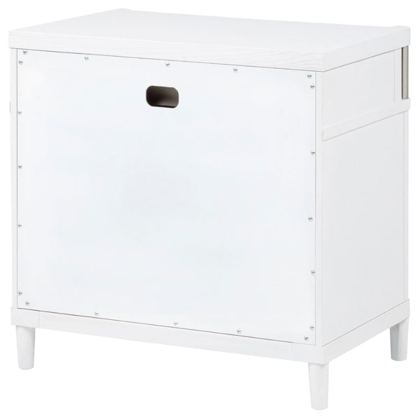 English Elm Robinson Three Drawer Nightstand Solid Wood Bedside with Brushed Nickel Pulls Modern B062P516989