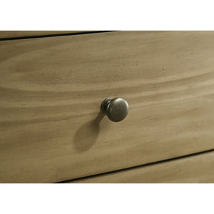 English Elm Menlo Pine Finish Two-Drawer Nightstand with Glass Top and Antique Nickel Hardware B062P517021