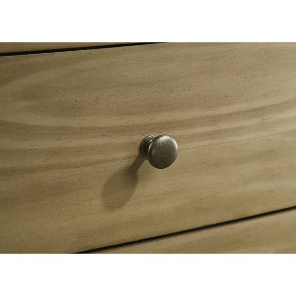 English Elm Menlo Pine Finish Two-Drawer Nightstand with Glass Top and Antique Nickel Hardware B062P517021