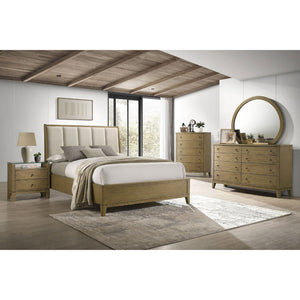 English Elm Menlo Pine Finish Two-Drawer Nightstand with Glass Top and Antique Nickel Hardware B062P517021