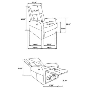 English Elm Kim Compact Power Recliner with High Back Topstitch Fabric for Small Space Living B062P517022