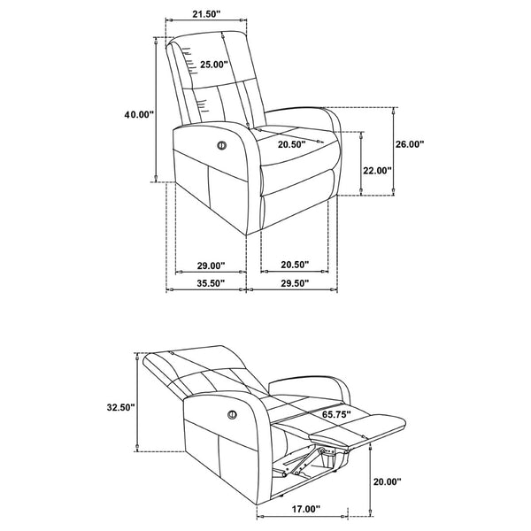 English Elm Kim Compact Power Recliner with High Back Topstitch Fabric for Small Space Living B062P517022
