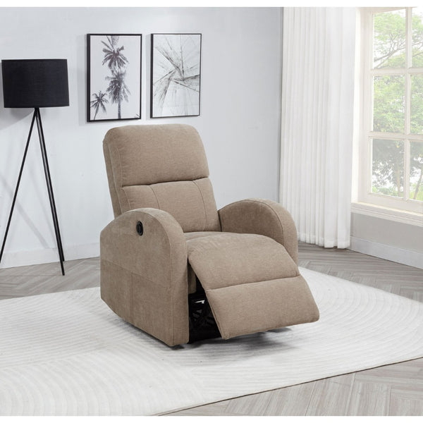 English Elm Kim Camel Fabric Power Recliner Lay Flat Chair for Compact Living Spaces B062P517023