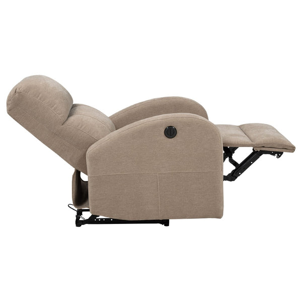 English Elm Kim Camel Fabric Power Recliner Lay Flat Chair for Compact Living Spaces B062P517023
