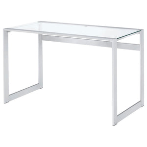 English Elm Colfax Tempered Glass Writing Desk with Chrome Frame for Modern Home Office Use B062P517027