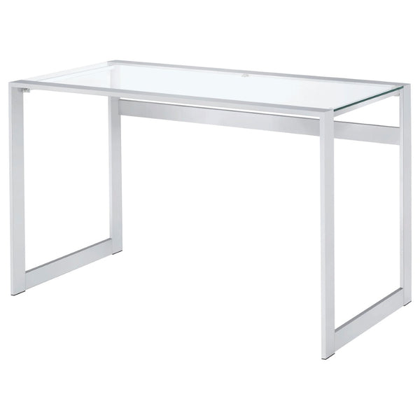 English Elm Colfax Tempered Glass Writing Desk with Chrome Frame for Modern Home Office Use B062P517027
