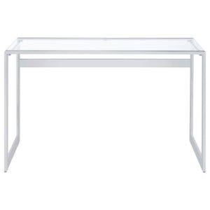 English Elm Colfax Tempered Glass Writing Desk with Chrome Frame for Modern Home Office Use B062P517027