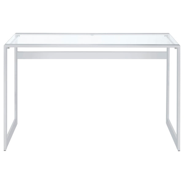 English Elm Colfax Tempered Glass Writing Desk with Chrome Frame for Modern Home Office Use B062P517027