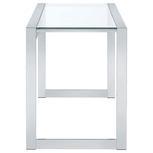 English Elm Colfax Tempered Glass Writing Desk with Chrome Frame for Modern Home Office Use B062P517027