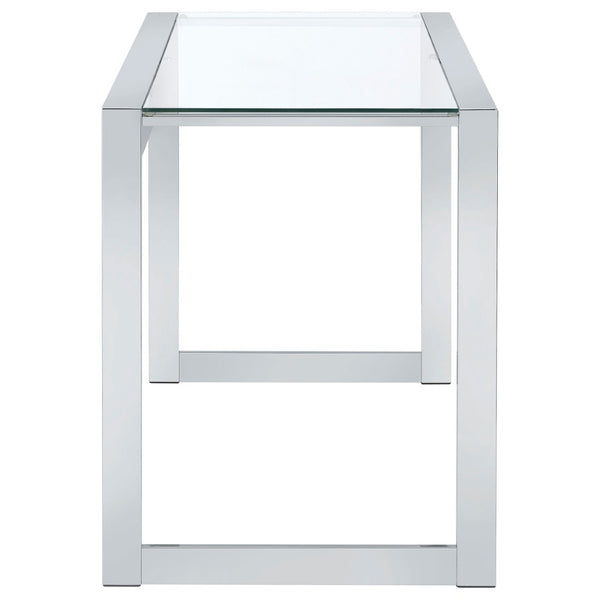 English Elm Colfax Tempered Glass Writing Desk with Chrome Frame for Modern Home Office Use B062P517027