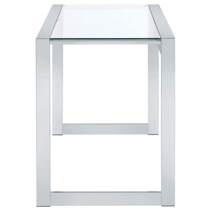 English Elm Colfax Tempered Glass Writing Desk with Chrome Frame for Modern Home Office Use B062P517027