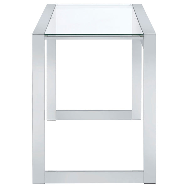 English Elm Colfax Tempered Glass Writing Desk with Chrome Frame for Modern Home Office Use B062P517027