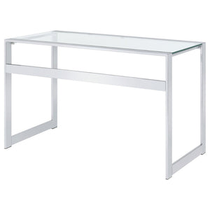 English Elm Colfax Tempered Glass Writing Desk with Chrome Frame for Modern Home Office Use B062P517027