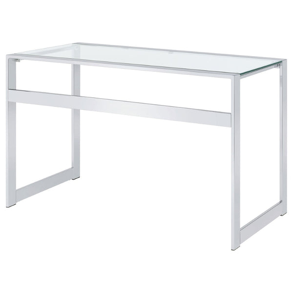 English Elm Colfax Tempered Glass Writing Desk with Chrome Frame for Modern Home Office Use B062P517027
