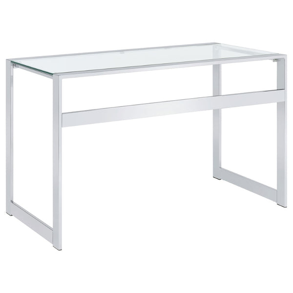 English Elm Colfax Tempered Glass Writing Desk with Chrome Frame for Modern Home Office Use B062P517027