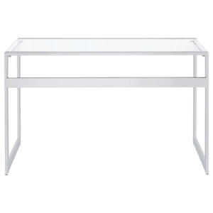 English Elm Colfax Tempered Glass Writing Desk with Chrome Frame for Modern Home Office Use B062P517027