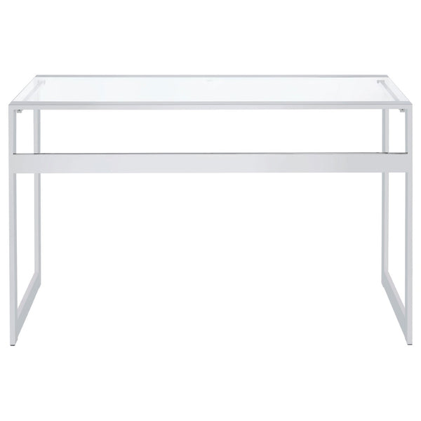 English Elm Colfax Tempered Glass Writing Desk with Chrome Frame for Modern Home Office Use B062P517027