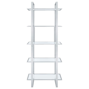 English Elm Colfax Five Shelf Tempered Glass Bookcase with Polished Chrome Frame for Modern Spaces B062P517028