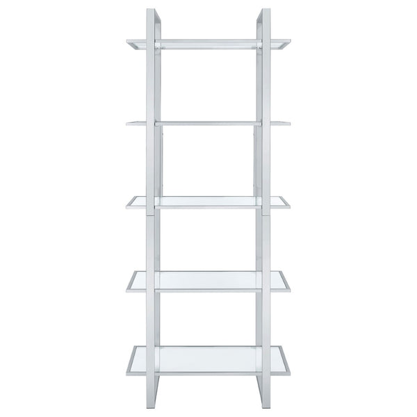 English Elm Colfax Five Shelf Tempered Glass Bookcase with Polished Chrome Frame for Modern Spaces B062P517028