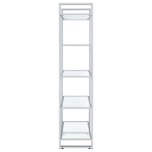 English Elm Colfax Five Shelf Tempered Glass Bookcase with Polished Chrome Frame for Modern Spaces B062P517028