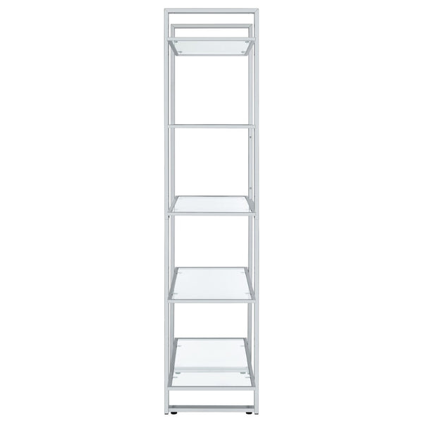 English Elm Colfax Five Shelf Tempered Glass Bookcase with Polished Chrome Frame for Modern Spaces B062P517028