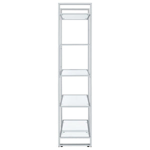 English Elm Colfax Five Shelf Tempered Glass Bookcase with Polished Chrome Frame for Modern Spaces B062P517028
