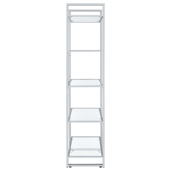 English Elm Colfax Five Shelf Tempered Glass Bookcase with Polished Chrome Frame for Modern Spaces B062P517028
