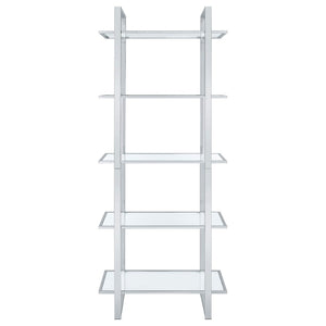 English Elm Colfax Five Shelf Tempered Glass Bookcase with Polished Chrome Frame for Modern Spaces B062P517028
