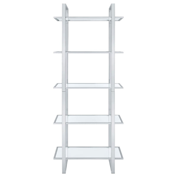 English Elm Colfax Five Shelf Tempered Glass Bookcase with Polished Chrome Frame for Modern Spaces B062P517028