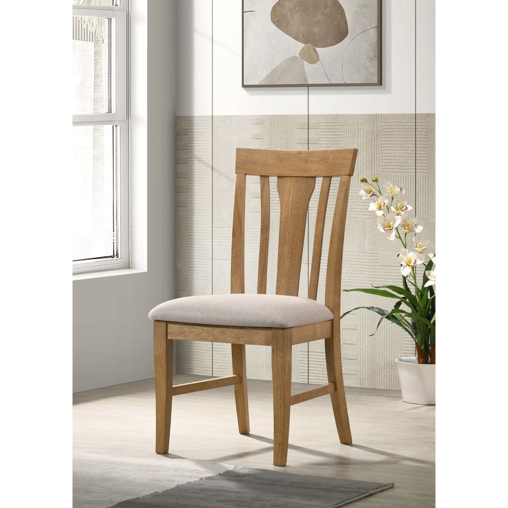 English Elm Auburn Rubberwood Slat Back Dining Chair Set with Padded Seat for Casual Elegance B062P517031