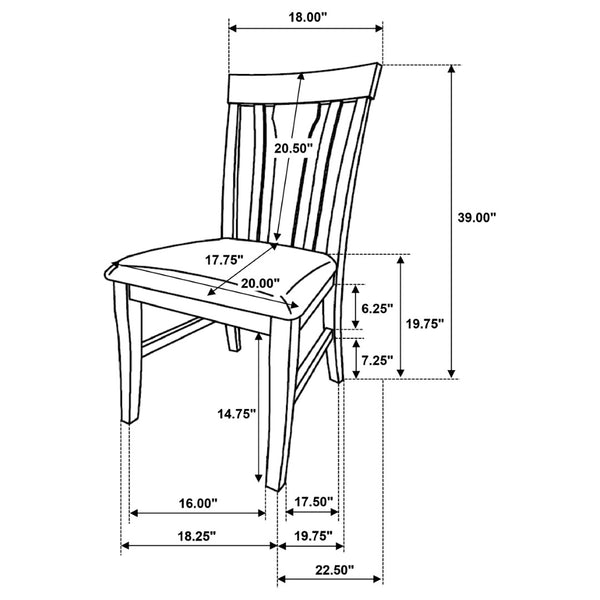 English Elm Auburn Rubberwood Slat Back Dining Chair Set with Padded Seat for Casual Elegance B062P517031