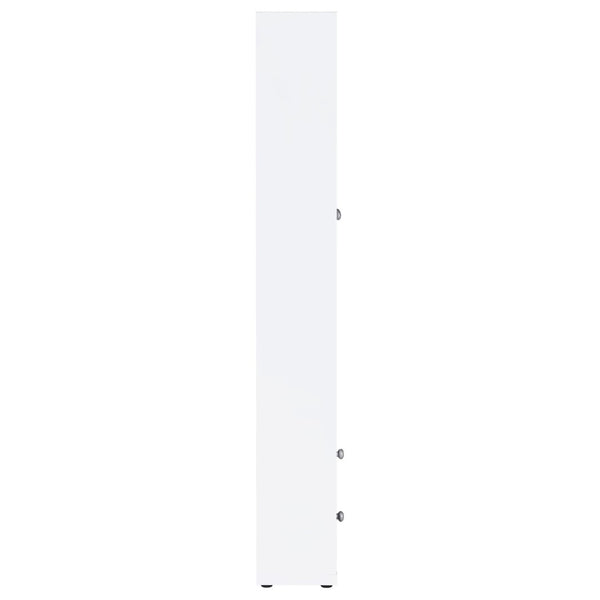 English Elm Idaho White Glass Door Display Cabinet with Drawers for Slim Vertical Storage B062P517038