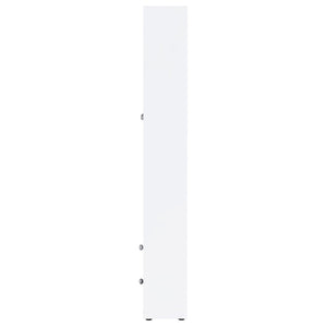 English Elm Idaho White Glass Door Display Cabinet with Drawers for Slim Vertical Storage B062P517038