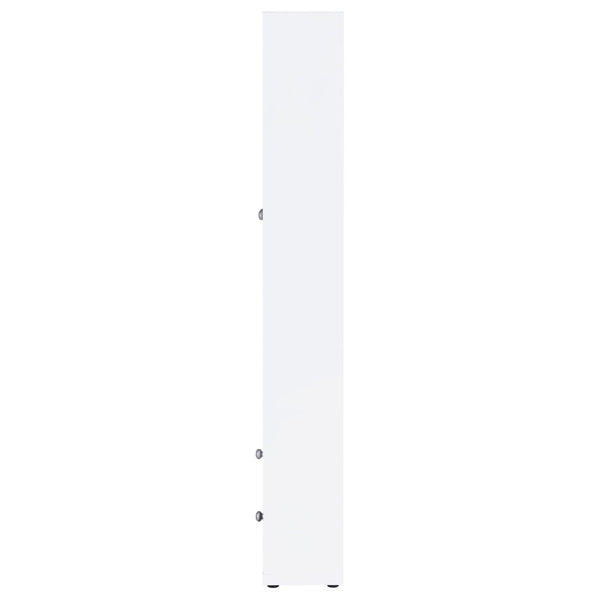 English Elm Idaho White Glass Door Display Cabinet with Drawers for Slim Vertical Storage B062P517038