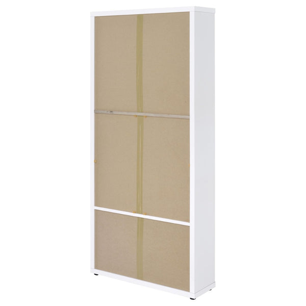 English Elm Idaho White Glass Door Display Cabinet with Drawers for Slim Vertical Storage B062P517038