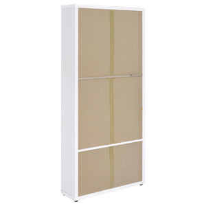 English Elm Idaho White Glass Door Display Cabinet with Drawers for Slim Vertical Storage B062P517038