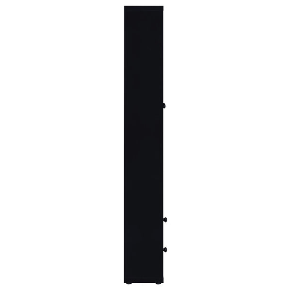English Elm Idaho Tall Black Glass Door Display Cabinet with Drawers for Dining Room or Entryway B062P517039