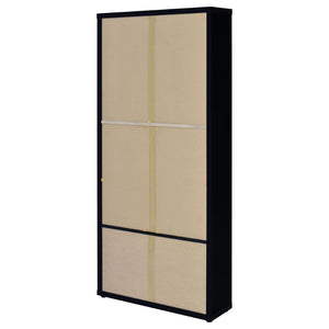 English Elm Idaho Tall Black Glass Door Display Cabinet with Drawers for Dining Room or Entryway B062P517039