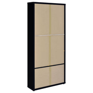 English Elm Idaho Tall Black Glass Door Display Cabinet with Drawers for Dining Room or Entryway B062P517039