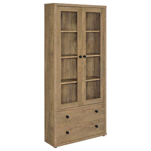English Elm Idaho Mango Finish Glass Door Display Cabinet Four Shelves Entryway Dining Den B062P517040
