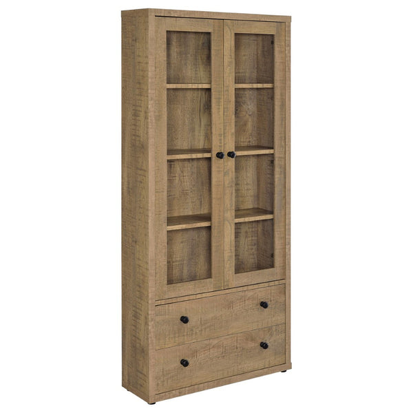 English Elm Idaho Mango Finish Glass Door Display Cabinet Four Shelves Entryway Dining Den B062P517040