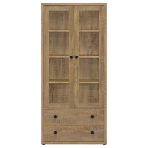 English Elm Idaho Mango Finish Glass Door Display Cabinet Four Shelves Entryway Dining Den B062P517040