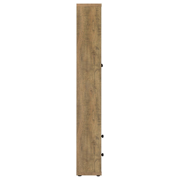 English Elm Idaho Mango Finish Glass Door Display Cabinet Four Shelves Entryway Dining Den B062P517040